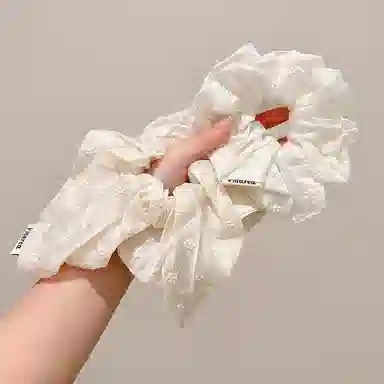 水中玉 韩系白色方巾大肠发圈碎花发饰发绳皮套头饰 皮筋 头绳 女款