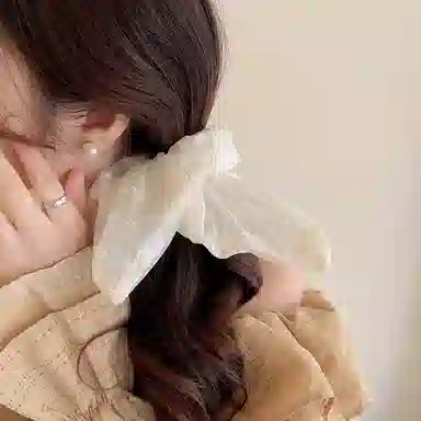 水中玉 韩系白色方巾大肠发圈碎花发饰发绳皮套头饰 皮筋 头绳 女款