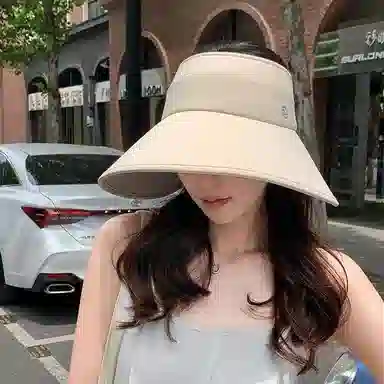 稻草人 夏季遮脸遮阳 防紫外线 大帽檐显脸小 简约百搭 聚酯纤维 防晒帽 女款