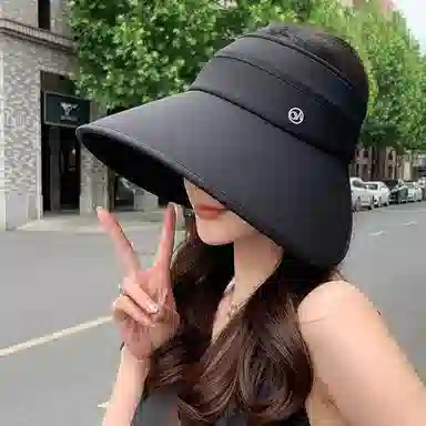 稻草人 夏季遮脸遮阳 防紫外线 大帽檐显脸小 简约百搭 聚酯纤维 防晒帽 女款