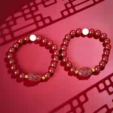 壹仟俩 文殊菩萨兔 八大守护神 生肖转运珠新中式本命年新中式国潮小众#好运 朱砂 玉石手串 女款