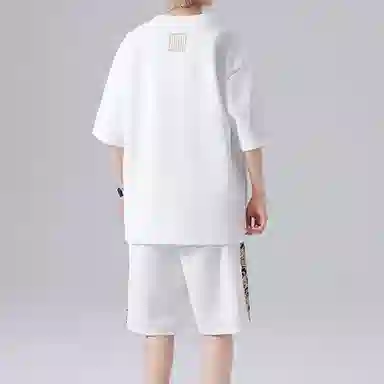 顶峰保罗 新中式印花短袖上衣宽松潮流时尚短裤休闲运动套装 男女同款