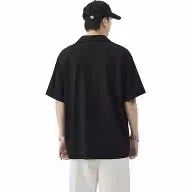 希越 冰丝针织休闲短袖衬衫 男款 黑色
