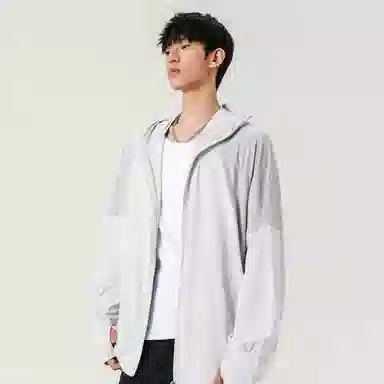 美力城 纯色防紫外线基础款凉感吸湿排汗薄款外套运动透气户外简约宽松百搭连帽长袖 超轻透气速干防紫外线防晒服 男女同款