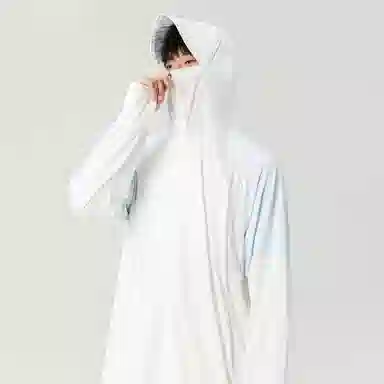 美力城 纯色防紫外线基础款凉感吸湿排汗薄款外套运动透气户外简约宽松百搭连帽长袖 超轻透气速干防紫外线防晒服 男女同款