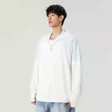 美力城 纯色防紫外线基础款凉感吸湿排汗薄款外套运动透气户外简约宽松百搭连帽长袖 超轻透气速干防紫外线防晒服 男女同款