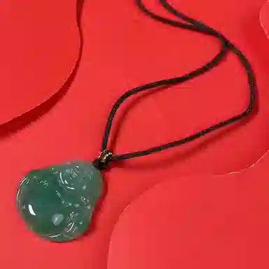 【佛佑母亲】 喜宝春花 温润如翠诸事顺利平安喜乐本命佛弥勒佛公小众国风新中式转运上岸轻奢百搭好运天然 非洲翠 项链 男女同款情侣款