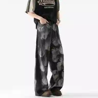 大卫贝肯 美式复古水洗设计感潮牌痞帅日常基础款小众潮流时尚百搭宽松休闲垂感中腰直筒牛仔裤 男女同款