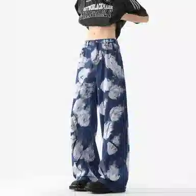 大卫贝肯 美式复古水洗设计感潮牌痞帅日常基础款小众潮流时尚百搭宽松休闲垂感中腰直筒牛仔裤 男女同款