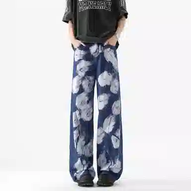 大卫贝肯 美式复古水洗设计感潮牌痞帅日常基础款小众潮流时尚百搭宽松休闲垂感中腰直筒牛仔裤 男女同款