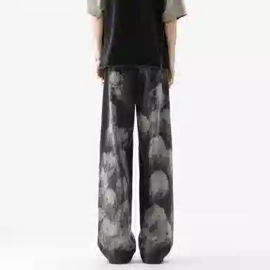 大卫贝肯 美式复古水洗设计感潮牌痞帅日常基础款小众潮流时尚百搭宽松休闲垂感中腰直筒牛仔裤 男女同款