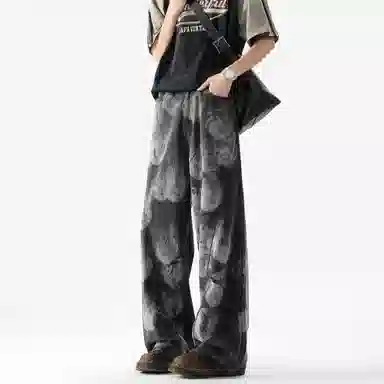 大卫贝肯 美式复古水洗设计感潮牌痞帅日常基础款小众潮流时尚百搭宽松休闲垂感中腰直筒牛仔裤 男女同款