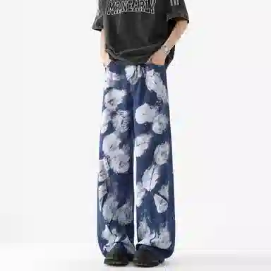 大卫贝肯 美式复古水洗设计感潮牌痞帅日常基础款小众潮流时尚百搭宽松休闲垂感中腰直筒牛仔裤 男女同款