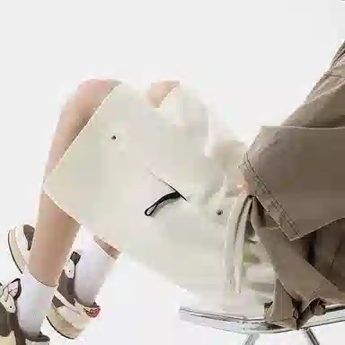 海尔斯 美式复古高街舒适时尚简约纯色拼接口袋宽松潮流百搭透气速干轻薄五分系带休闲短裤 男款