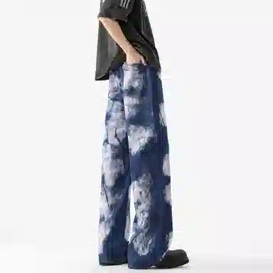 大卫贝肯 美式复古水洗设计感潮牌痞帅日常基础款小众潮流时尚百搭宽松休闲垂感中腰直筒牛仔裤 男女同款