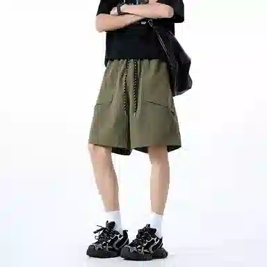 臣目 潮牌美式阔腿五分裤复古百搭简约舒适休闲短裤 男款