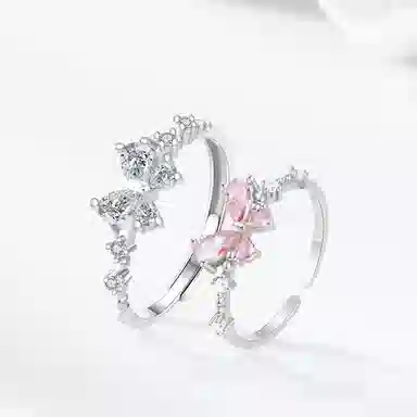 【高品质】 金师傅 甜心公主对戒 在逃公主系列森系梦幻唯美 闪钻蝴蝶结气质甜美百搭#好运 小众轻奢设计高 开口可调节戒指 女款