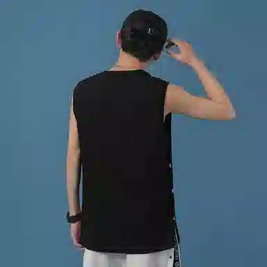 红蜻蜓 美式复古潮牌字母印花宽松休闲纯棉舒适圆领运动休闲无袖背心 男女同款