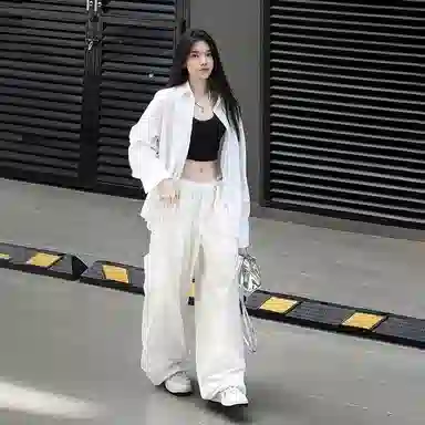 乱步 日牌宽松淡人纯色穿搭舒适休闲百搭长袖衬衫 男女同款