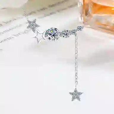 良碧 璀璨星河 复古轻奢碎碎冰星星星球流苏气质梦幻浪漫小众设计高级感 百搭简约学生森系小清新 学院风锁骨链 合金 项链 女款