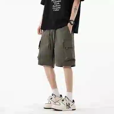 海尔斯 美式高街舒适时尚简约纯色速干宽松潮流百搭系带薄款休闲短裤 男款