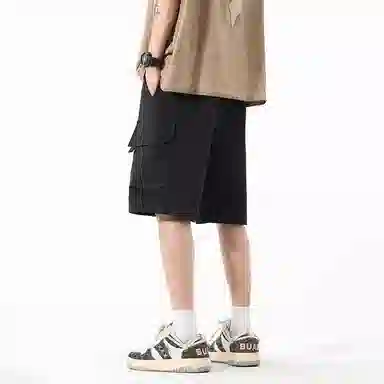 海尔斯 美式高街舒适时尚简约纯色速干宽松潮流百搭系带薄款休闲短裤 男款