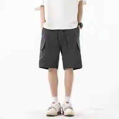 海尔斯 美式高街舒适时尚简约纯色速干宽松潮流百搭系带薄款休闲短裤 男款