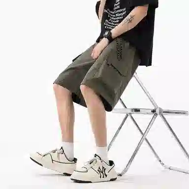 海尔斯 美式高街舒适时尚简约纯色速干宽松潮流百搭系带薄款休闲短裤 男款