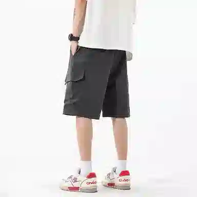 海尔斯 美式高街舒适时尚简约纯色速干宽松潮流百搭系带薄款休闲短裤 男款