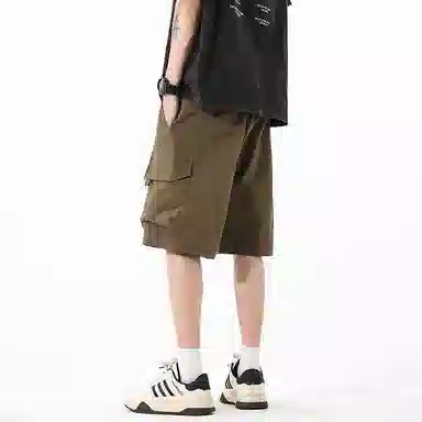 海尔斯 美式高街舒适时尚简约纯色速干宽松潮流百搭系带薄款休闲短裤 男款