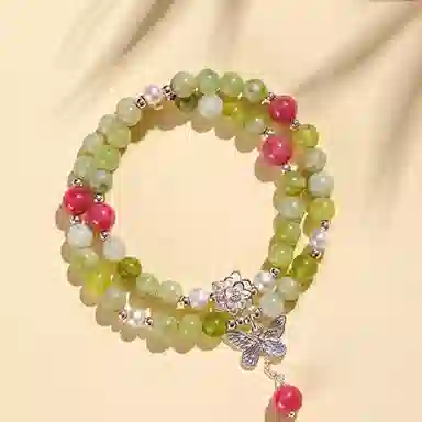 【秀玉蔷薇】 指尖瑰宝 招财进宝纳福转运八方来财财运滚滚珠圆玉润珠事顺利早日脱单爱情美满#好运天然 岫玉（蛇纹石玉） 手串 女款