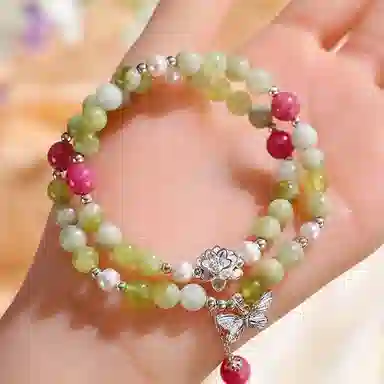 【秀玉蔷薇】 指尖瑰宝 招财进宝纳福转运八方来财财运滚滚珠圆玉润珠事顺利早日脱单爱情美满#好运天然 岫玉（蛇纹石玉） 手串 女款