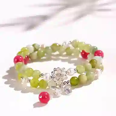 【秀玉蔷薇】 指尖瑰宝 招财进宝纳福转运八方来财财运滚滚珠圆玉润珠事顺利早日脱单爱情美满#好运天然 岫玉（蛇纹石玉） 手串 女款