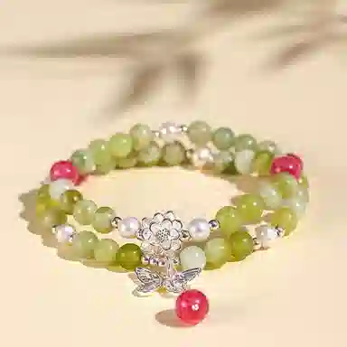 【秀玉蔷薇】 指尖瑰宝 招财进宝纳福转运八方来财财运滚滚珠圆玉润珠事顺利早日脱单爱情美满#好运天然 岫玉（蛇纹石玉） 手串 女款