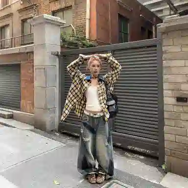 Pirkadat Plaid Denim Collar Shirt