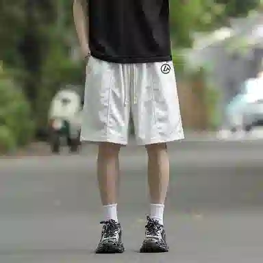 兰缪 日系简约基础款日常通勤舒适透气亲肤柔软美式复古百搭中腰宽松系带纯色适中五分休闲短裤 男女同款