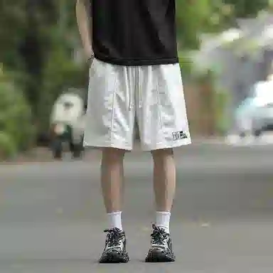 兰缪 日系纯色基础款日常通勤舒适透气亲肤柔软美式复古百搭运动户外宽松休闲短裤 男女同款