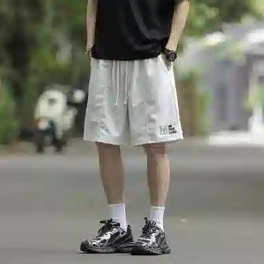 兰缪 日系纯色基础款日常通勤舒适透气亲肤柔软美式复古百搭运动户外宽松休闲短裤 男女同款