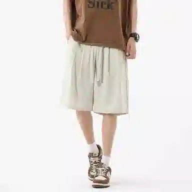 海尔斯 美式高街户外纯色百搭中腰宽松系带休闲短裤 男款