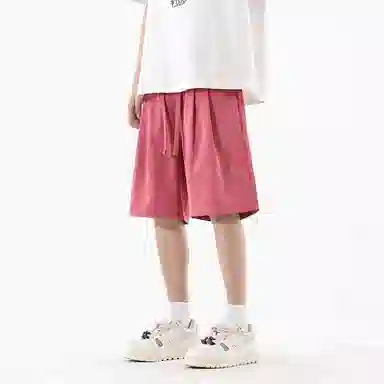 海尔斯 美式高街户外纯色百搭中腰宽松系带休闲短裤 男款