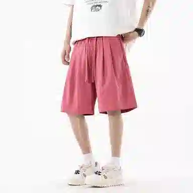 海尔斯 美式高街户外纯色百搭中腰宽松系带休闲短裤 男款