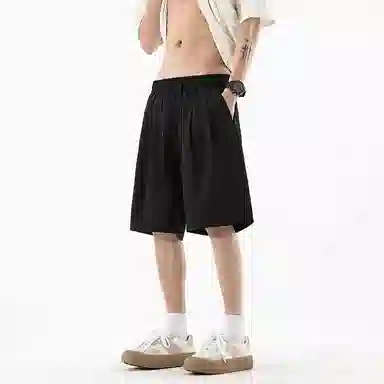 海尔斯 美式高街户外纯色百搭中腰宽松系带休闲短裤 男款