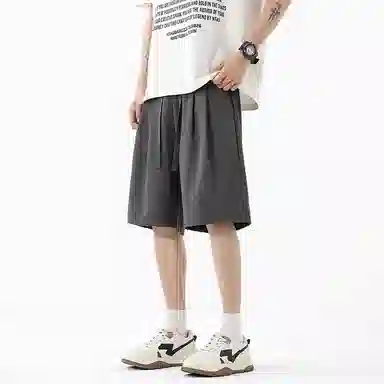 海尔斯 美式高街户外纯色百搭中腰宽松系带休闲短裤 男款