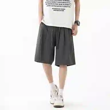 海尔斯 美式高街户外纯色百搭中腰宽松系带休闲短裤 男款