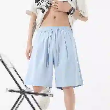 海尔斯 美式高街户外纯色百搭中腰宽松系带休闲短裤 男款