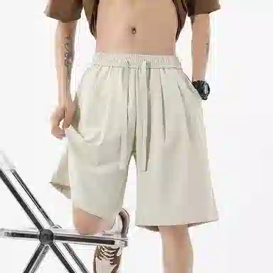 海尔斯 美式高街户外纯色百搭中腰宽松系带休闲短裤 男款