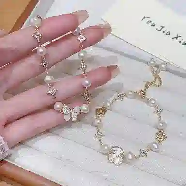 【快乐续费】 指尖瑰宝 生活的仪式感是偷偷爱自己的理由 通勤百搭小熊手饰轻奢气质小众精致温柔简约日常 珍珠 手链 女款