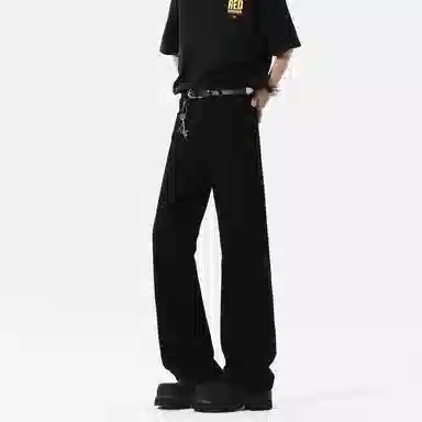 哲源 美式复古高街宽松直筒牛仔裤 男女同款 黑色