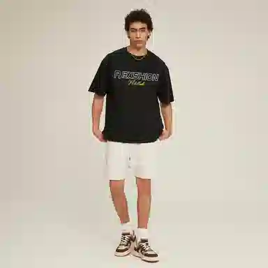 REXSHION Vintage Floral Embroidered Logo T-Shirt