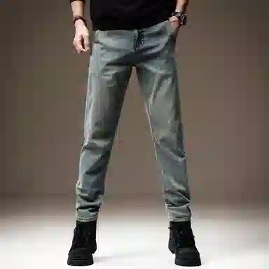 贵色 美式高街水洗做旧斜插袋潮流显瘦休闲阔腿垂感直筒长裤牛仔裤 男女同款 蓝色